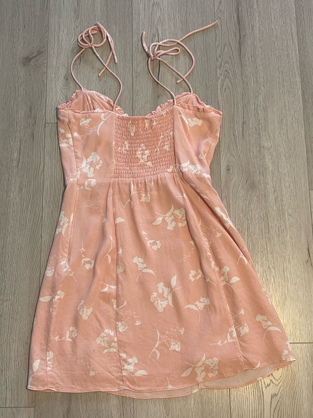 Aritzia Wilfred Fable Dress - Coral Blush Floral Sweetheart Bustier Mini Dress - Picture 11 of 11